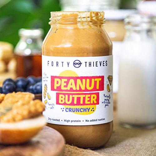 peanut butter crunchy open jar non GMO peanuts